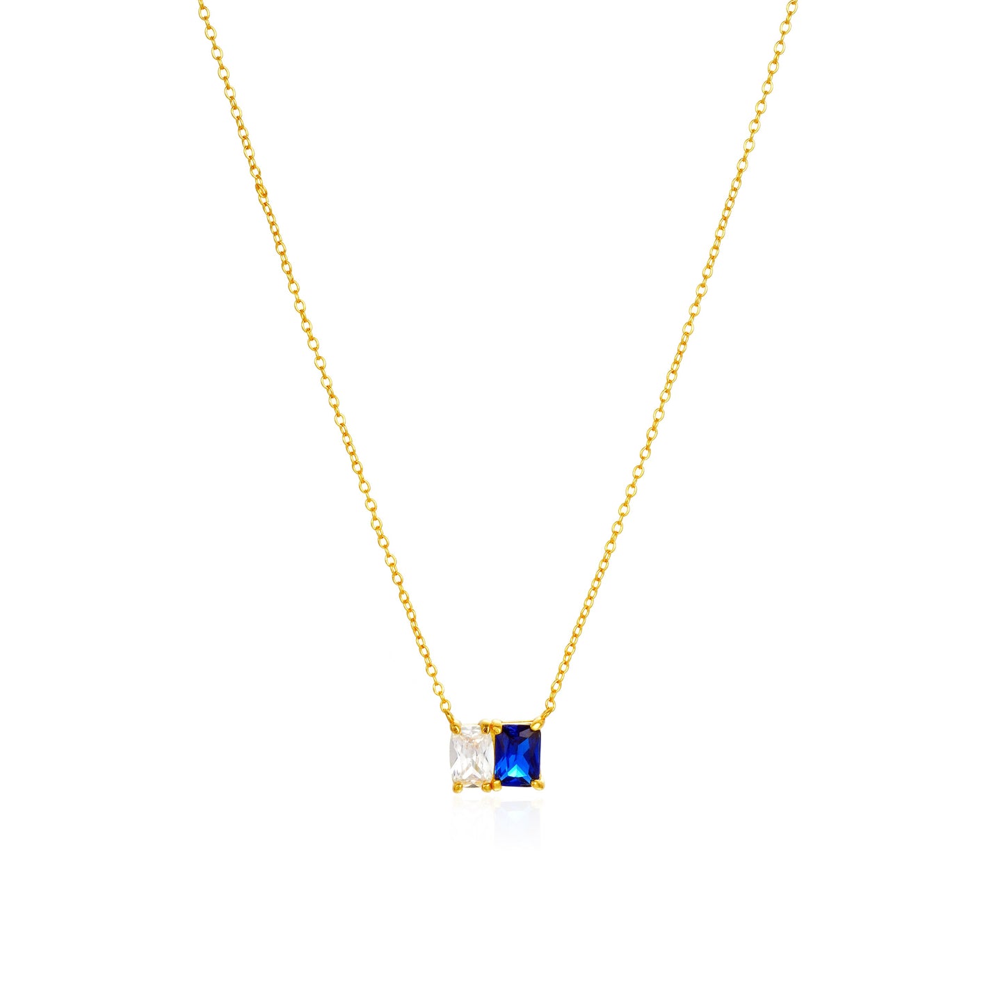 Seaside Necklace in Gold - Blue CZ Sterling Silver 18K Gold Plated Pendant