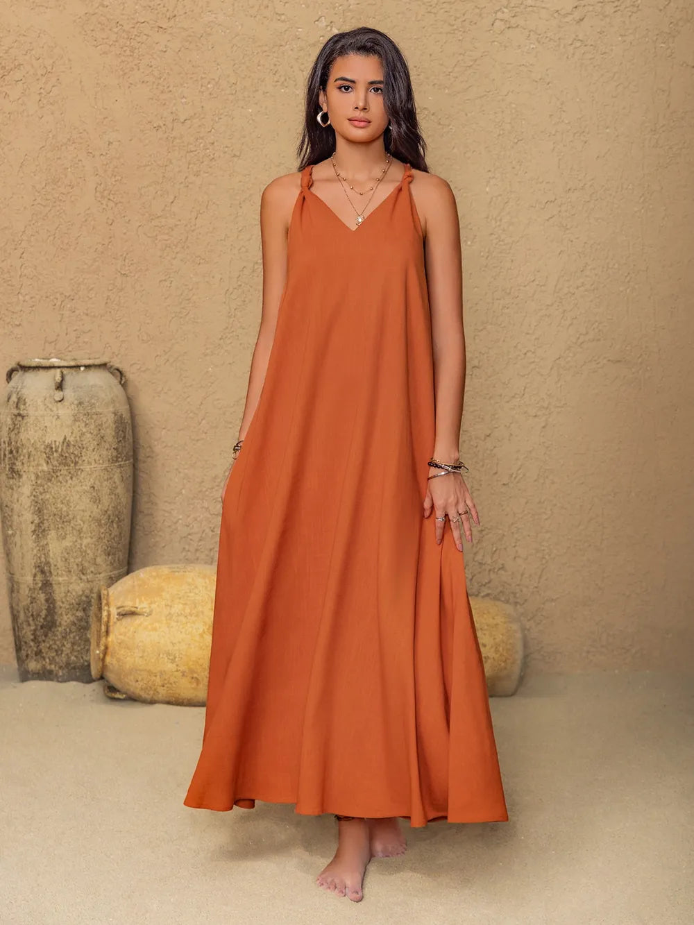 Sleeveless Maxi Twisted Back Dress
