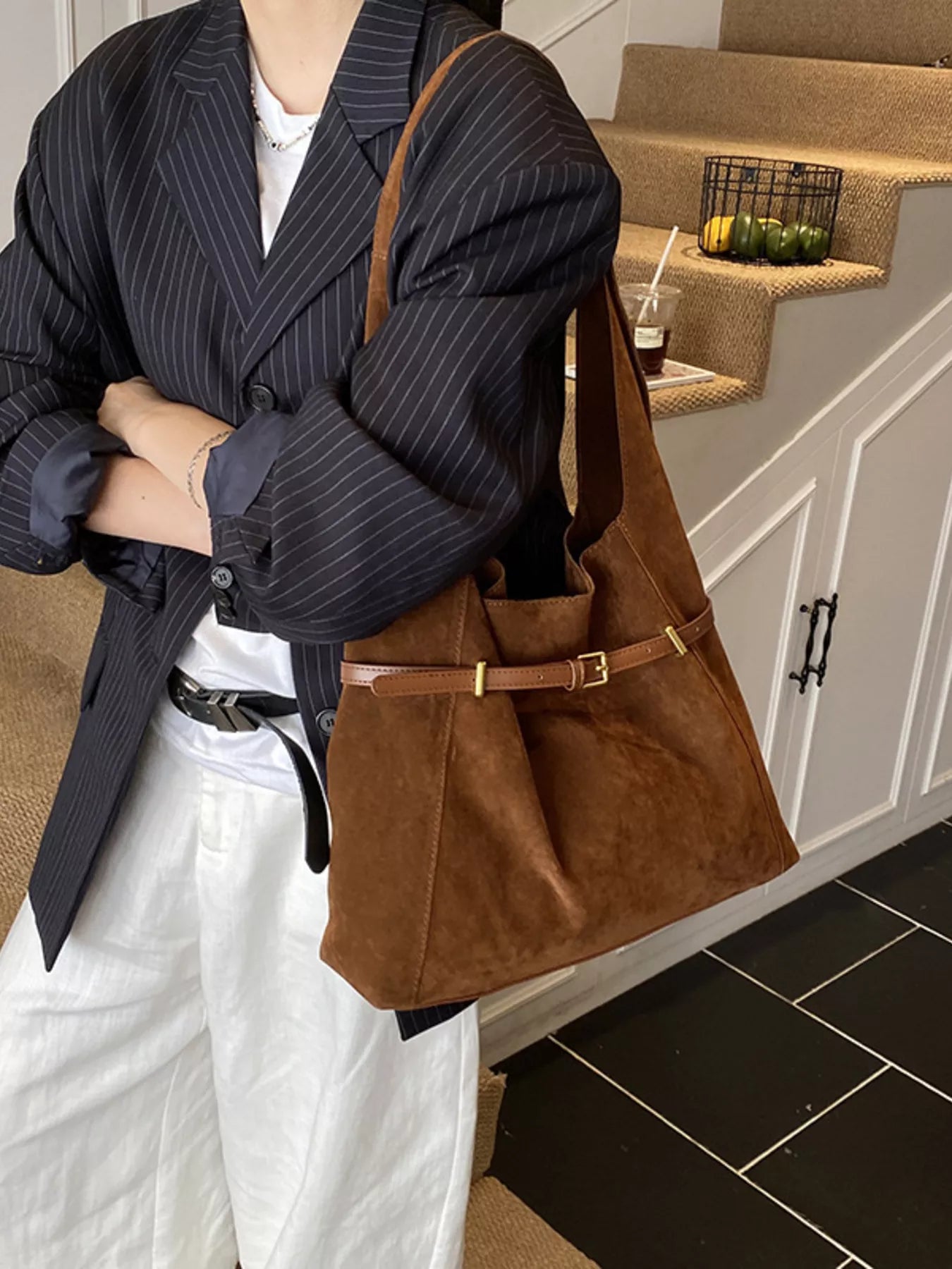 Buckle Adjustable Strap Shoulder Bag