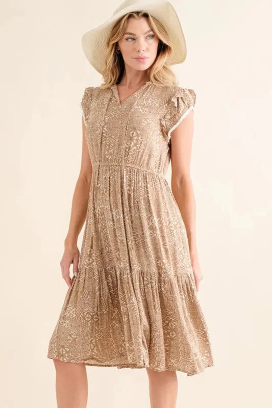 And The Why Boho Printed Tiered Maxi Dress
