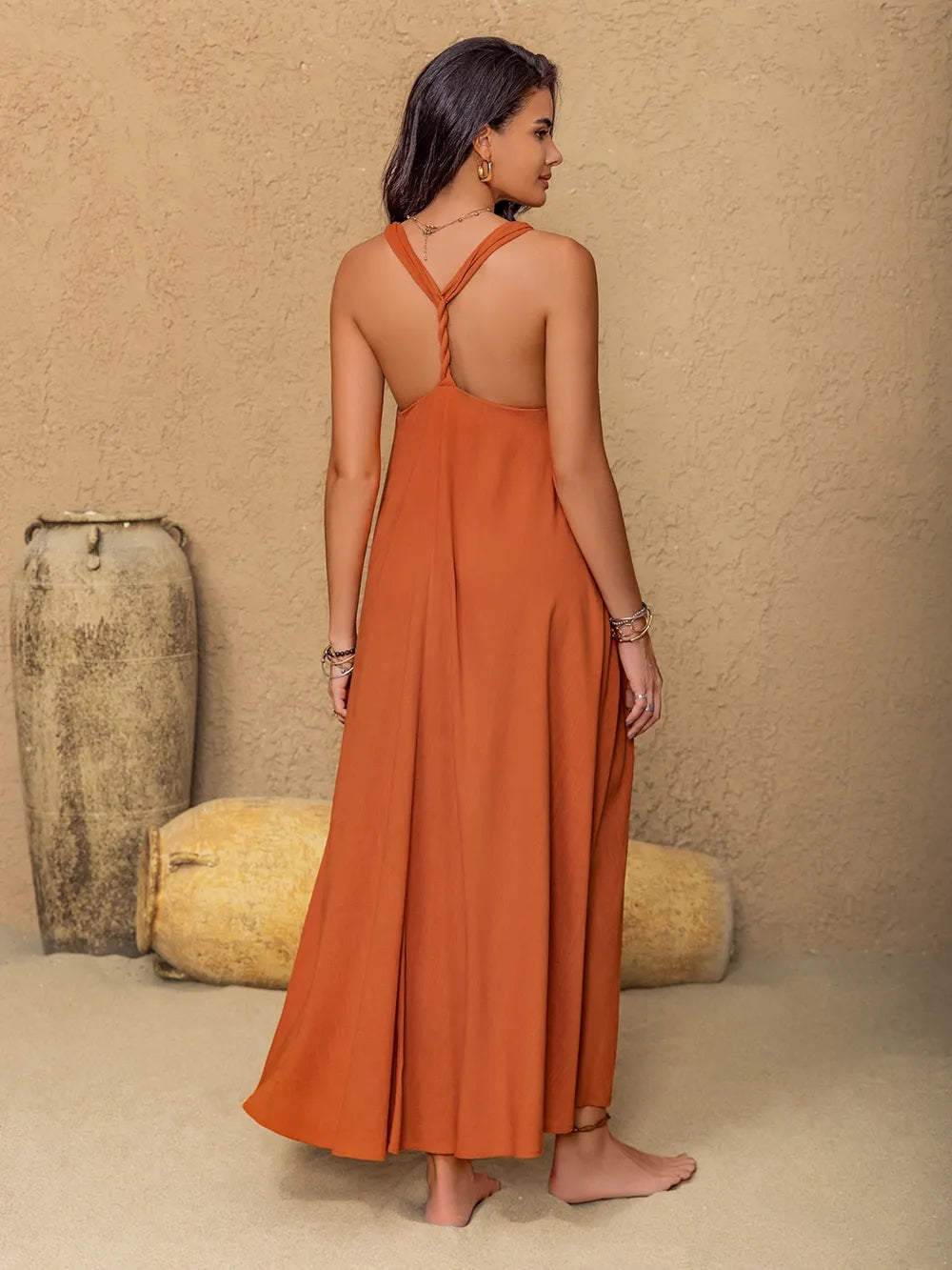 Sleeveless Maxi Twisted Back Dress