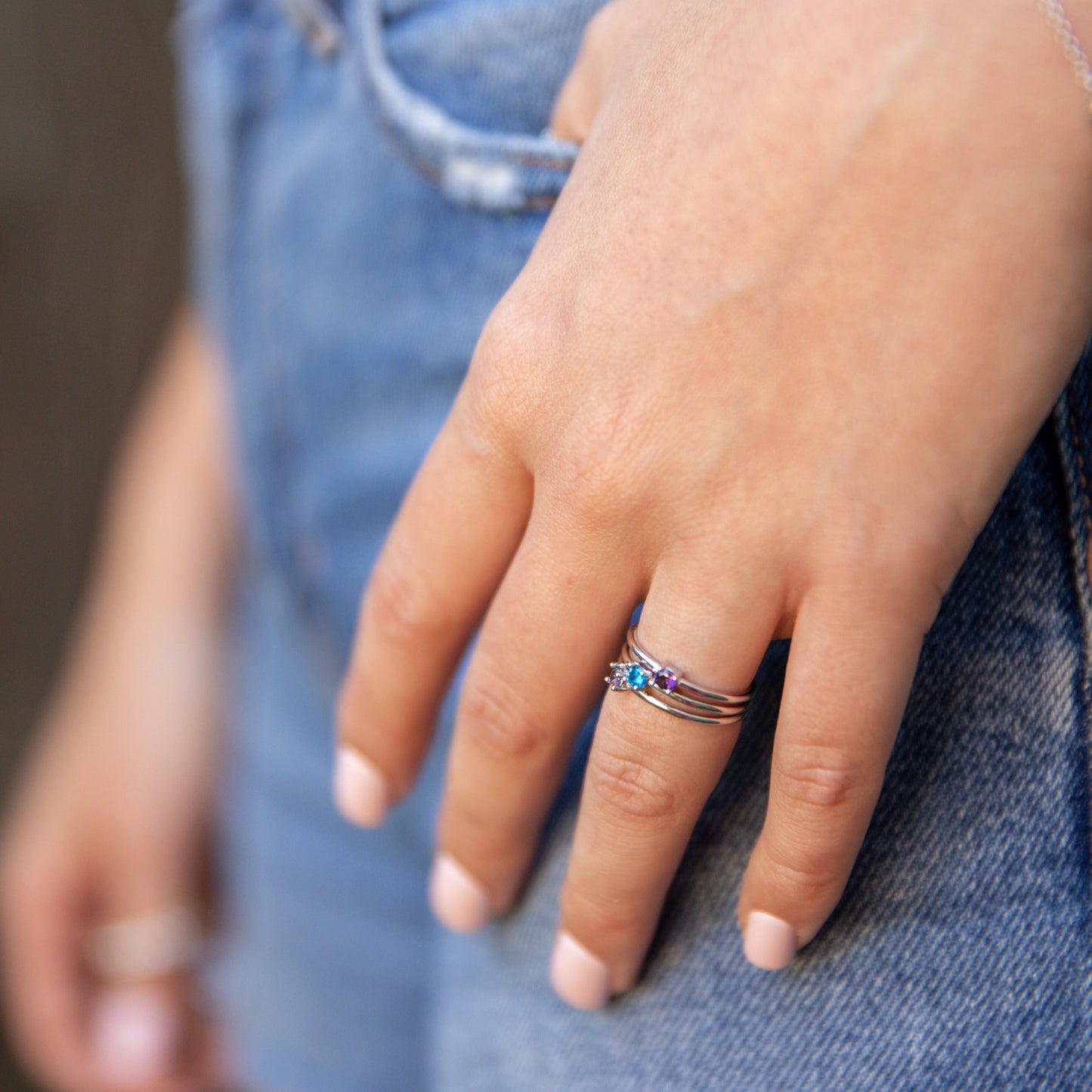 Amethyst Round Stackable Ring in Silver - Get Ready for Your February Birthday!