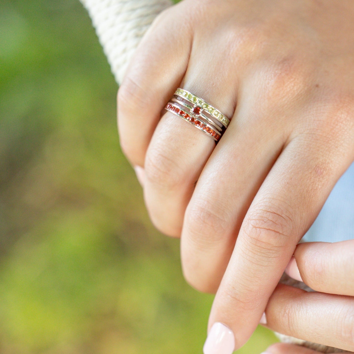 Garnet Round Stackable Ring in Silver - Get Ready for the Holidays!