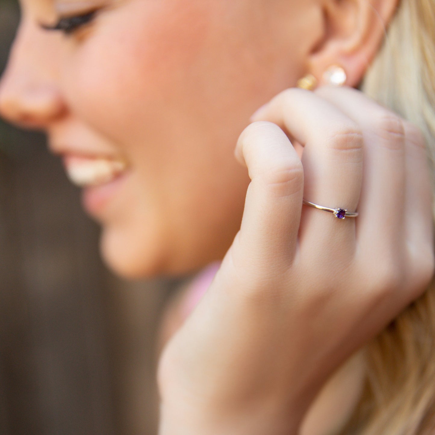 Amethyst Round Stackable Ring in Silver - Get Ready for Your February Birthday!