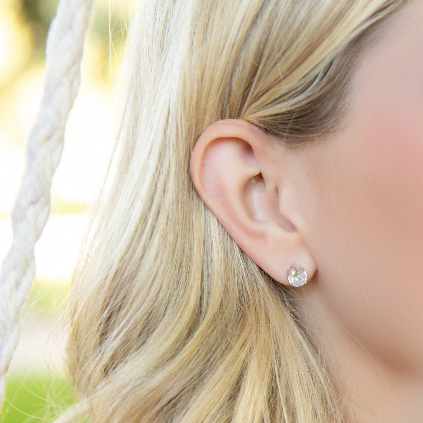 7mm Brilliant Stud Earrings Finished in Rhodium