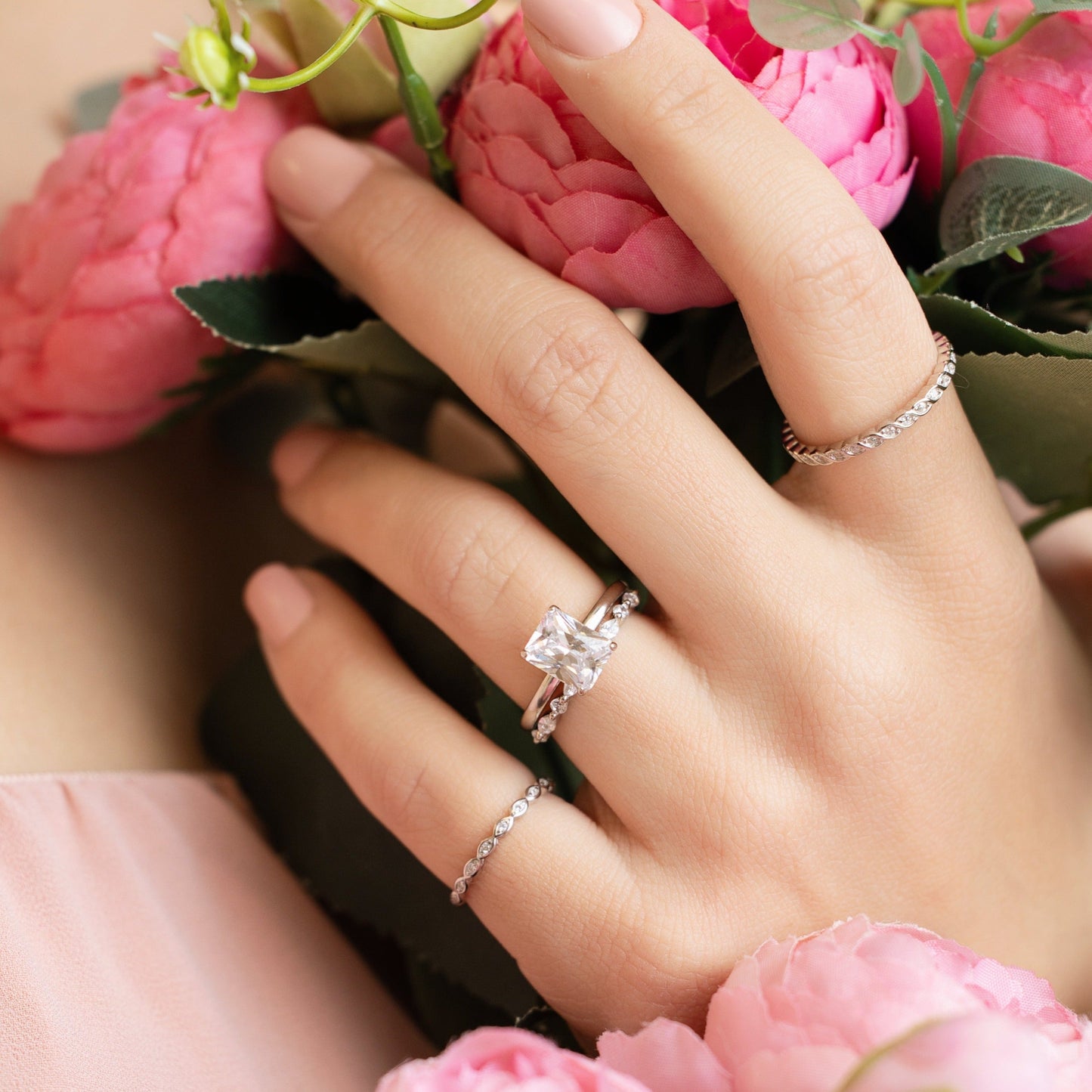 Rosalind Stackable Ring in Silver - Effortlessly Stacks or Stands Alone!