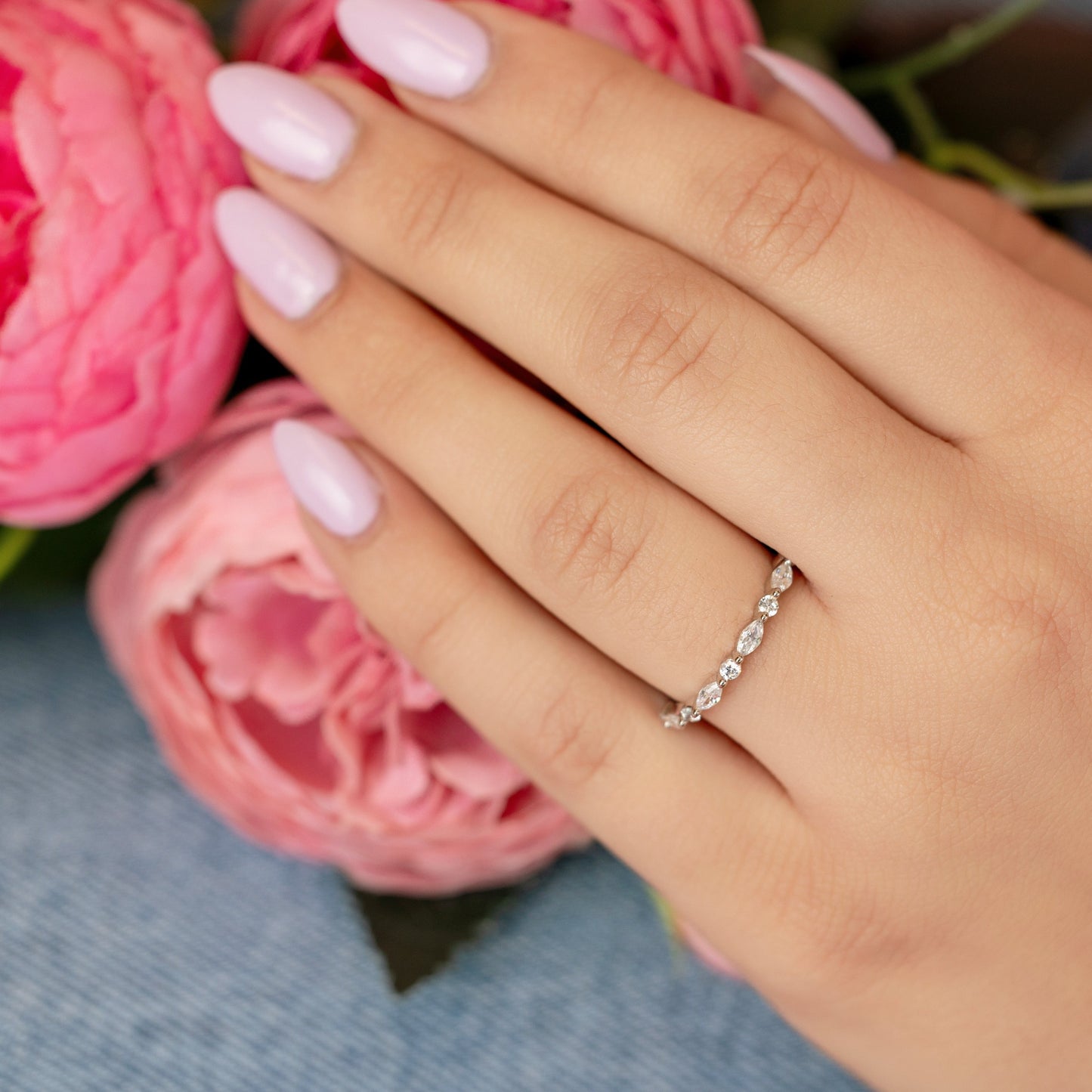 Rosalind Stackable Ring in Silver - Effortlessly Stacks or Stands Alone!