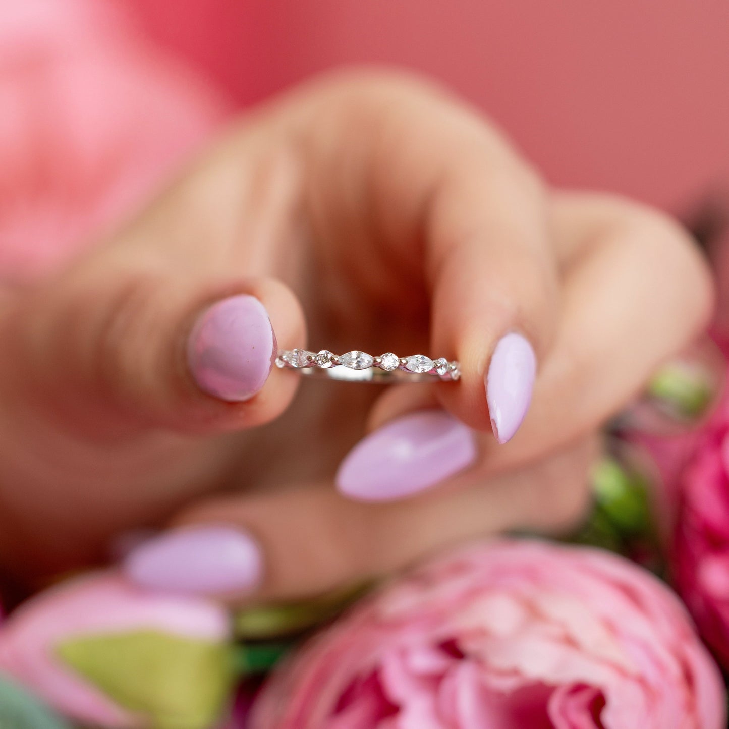 Rosalind Stackable Ring in Silver - Effortlessly Stacks or Stands Alone!