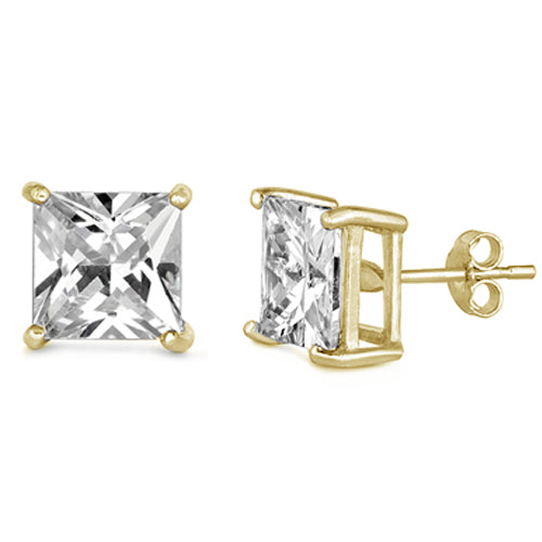 Dainty Princess Cut Earrings in Gold | 2mm