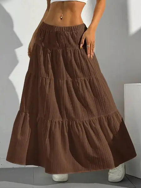 Radically Authentic Flowy Tiered Maxi Skirt