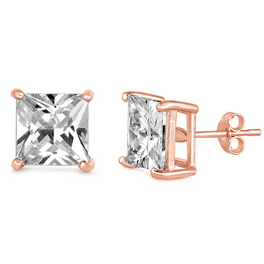 Princess Cut Earrings in Rose Gold - The Perfect Gift for A Special Someone