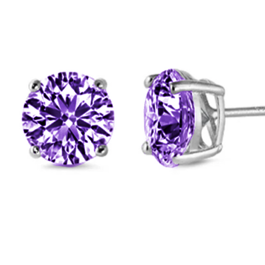 Amethyst Birthstone Earrings in Silver - Celebrate Your February Birthday!