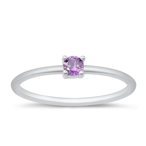 Amethyst Round Stackable Ring in Silver - Get Ready for Your February Birthday!
