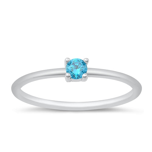 Blue Topaz Round Stackable Ring in Silver - Get Ready for Your December Birthday!