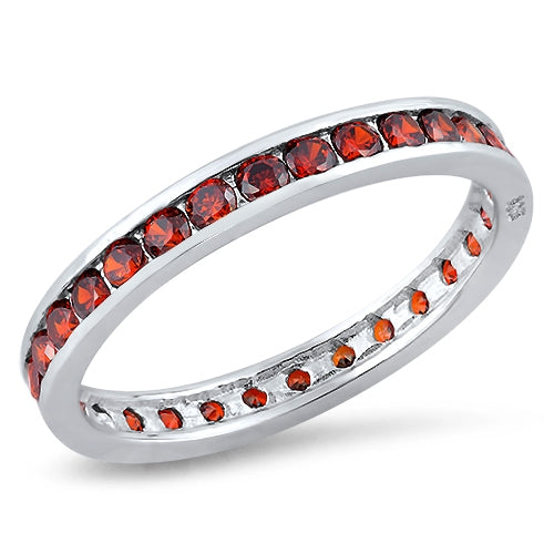Garnet Eternity Band in Silver - Perfect for Valentine's Day!