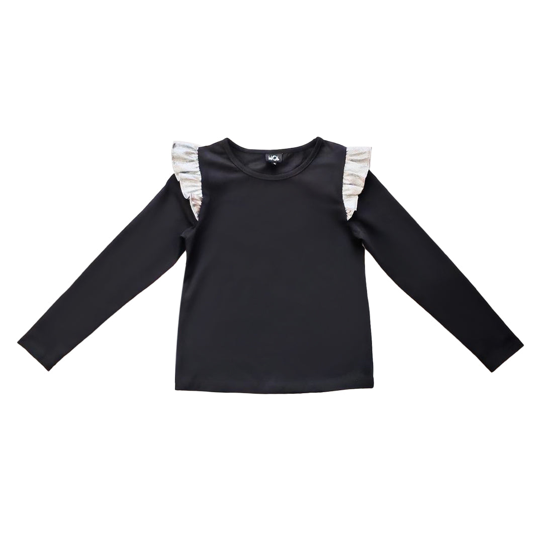 AA Pink Top with Metallic Ruffle