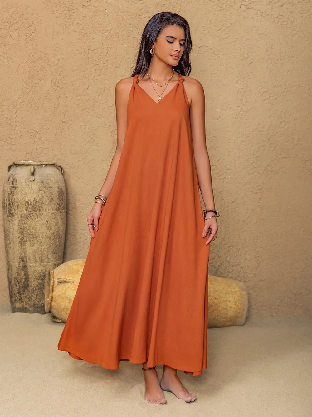 Sleeveless Maxi Twisted Back Dress