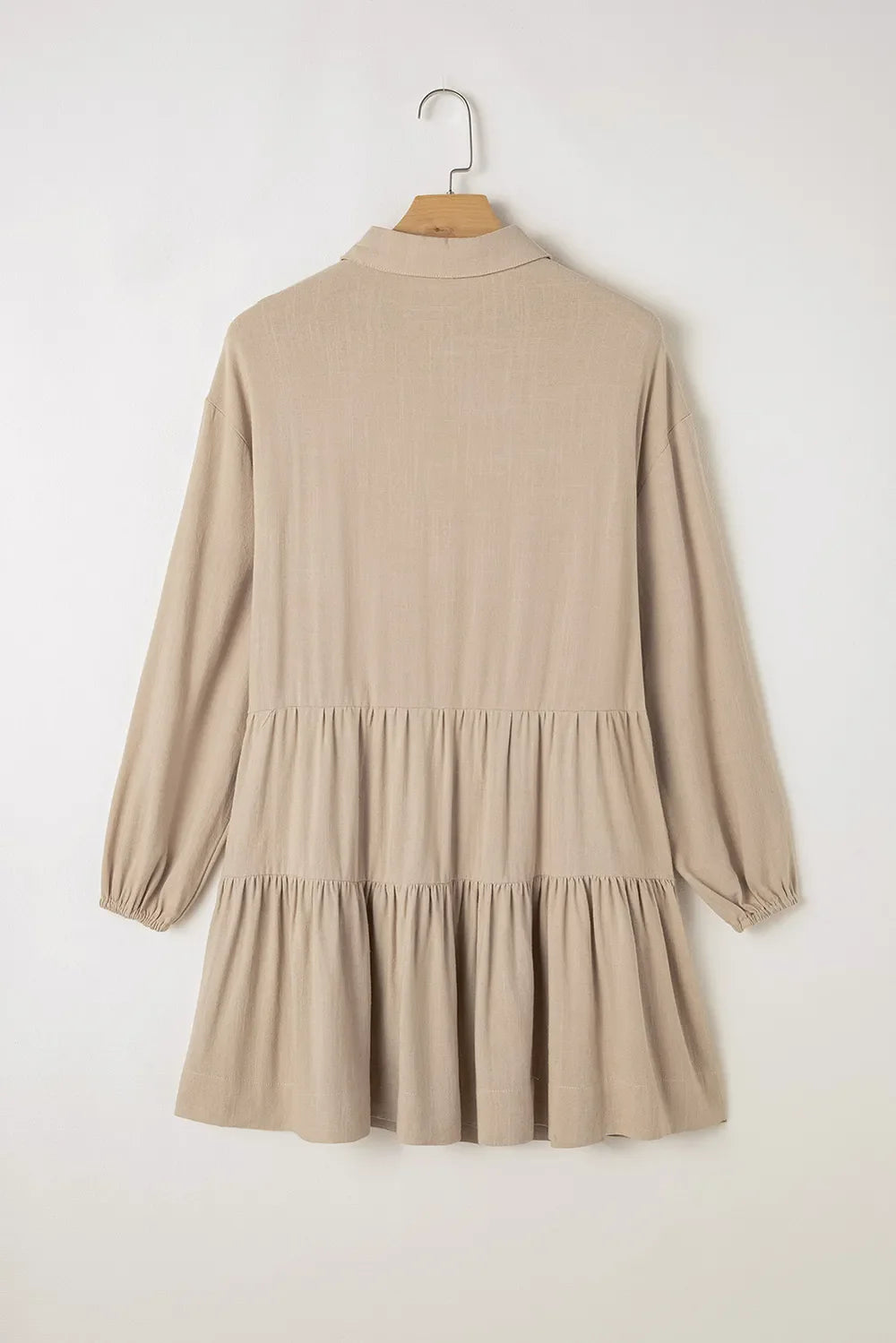 Tiered Collared Neck Balloon Sleeve Dress