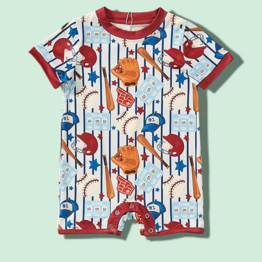 Vintage Baseball Boy Romper